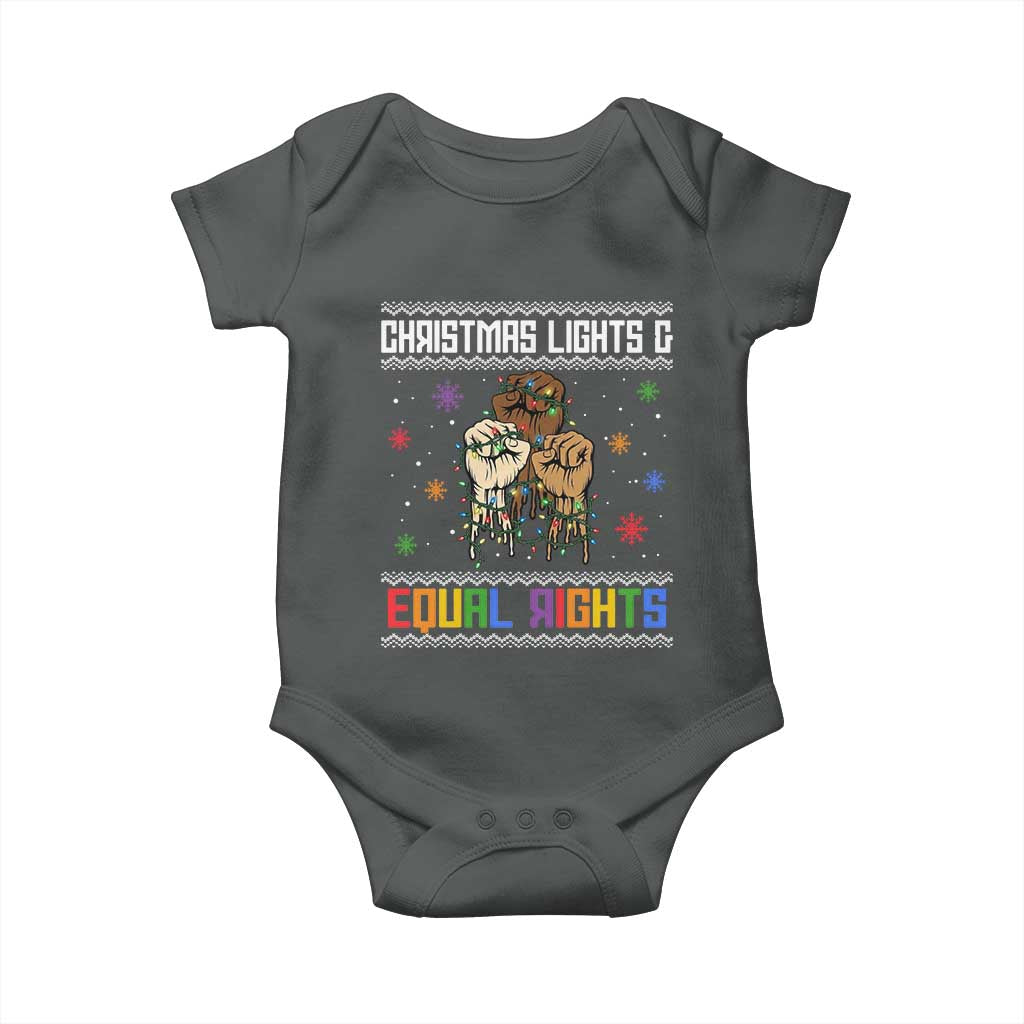 Christmas Lights And Equal Rights Ugly Sweater Baby Onesie Xmas Activism Gift - Wonder Print Shop