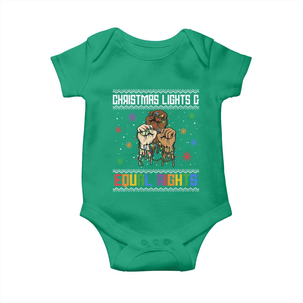 Christmas Lights And Equal Rights Ugly Sweater Baby Onesie Xmas Activism Gift - Wonder Print Shop