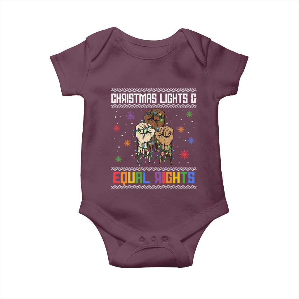 Christmas Lights And Equal Rights Ugly Sweater Baby Onesie Xmas Activism Gift - Wonder Print Shop