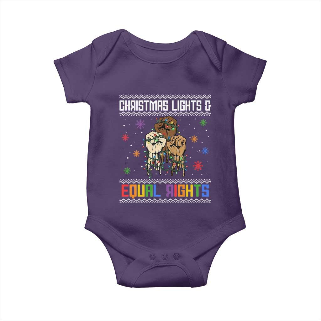 Christmas Lights And Equal Rights Ugly Sweater Baby Onesie Xmas Activism Gift - Wonder Print Shop