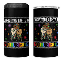 Christmas Lights And Equal Rights Ugly Sweater 4 in 1 Can Cooler Tumbler Xmas Activism Gift - Wonder Print Shop