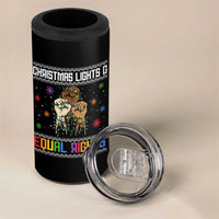 Christmas Lights And Equal Rights Ugly Sweater 4 in 1 Can Cooler Tumbler Xmas Activism Gift - Wonder Print Shop