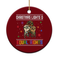 Christmas Lights And Equal Rights Ugly Sweater Ceramic Ornament Xmas Activism Gift - Wonder Print Shop