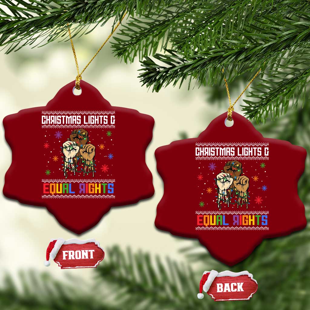 Christmas Lights And Equal Rights Ugly Sweater Ceramic Ornament Xmas Activism Gift - Wonder Print Shop