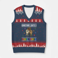Xmas Lights And Equal Rights Ugly Sweater V-Neck Knit Sweater Vest Xmas Activism Gift - Wonder Print Shop