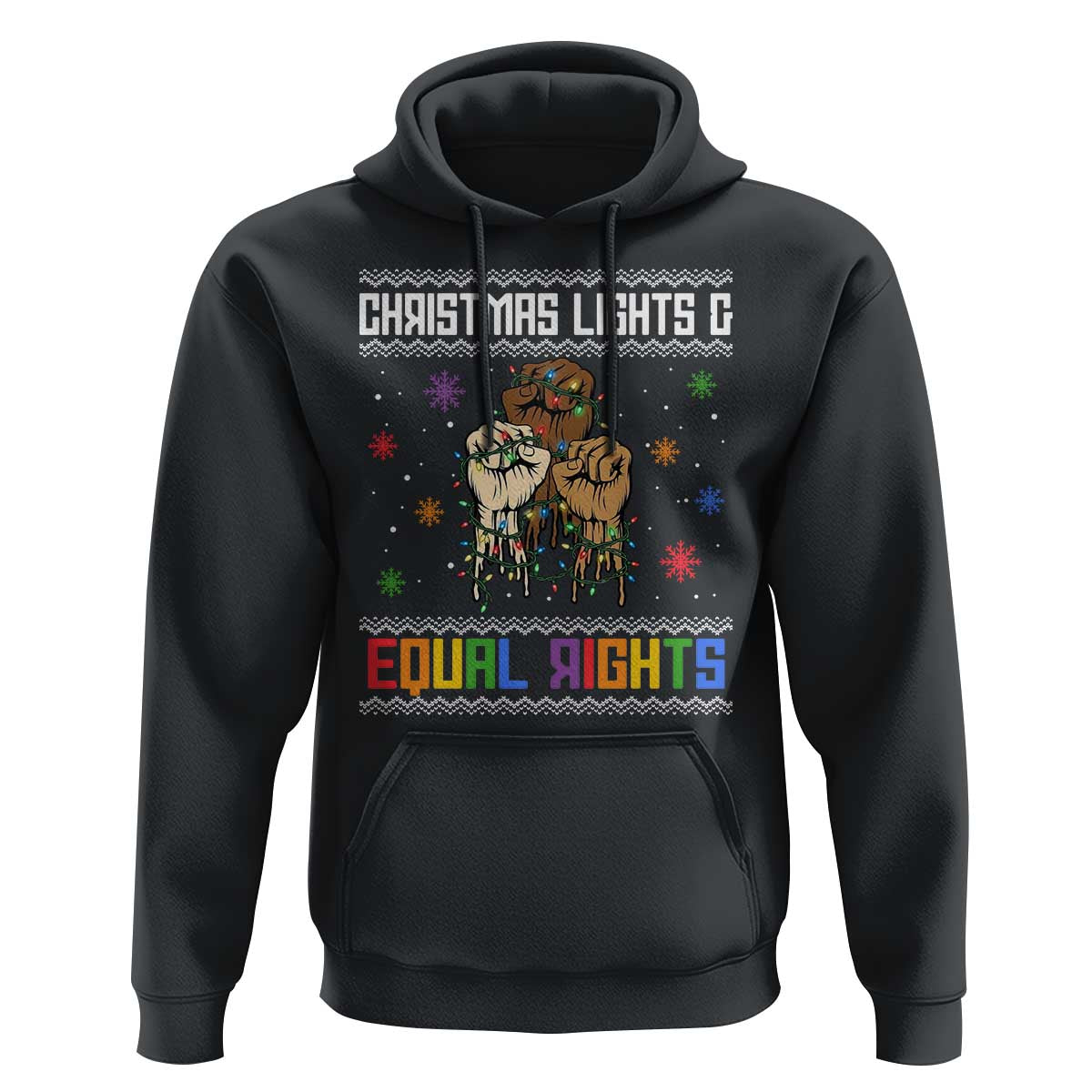Christmas Lights And Equal Rights Ugly Sweater Hoodie Xmas Activism Gift - Wonder Print Shop