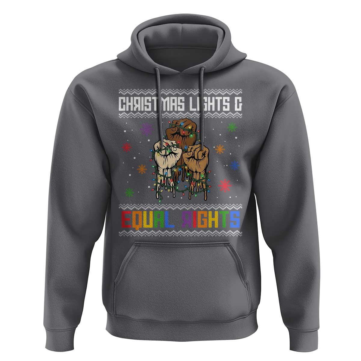 Christmas Lights And Equal Rights Ugly Sweater Hoodie Xmas Activism Gift - Wonder Print Shop
