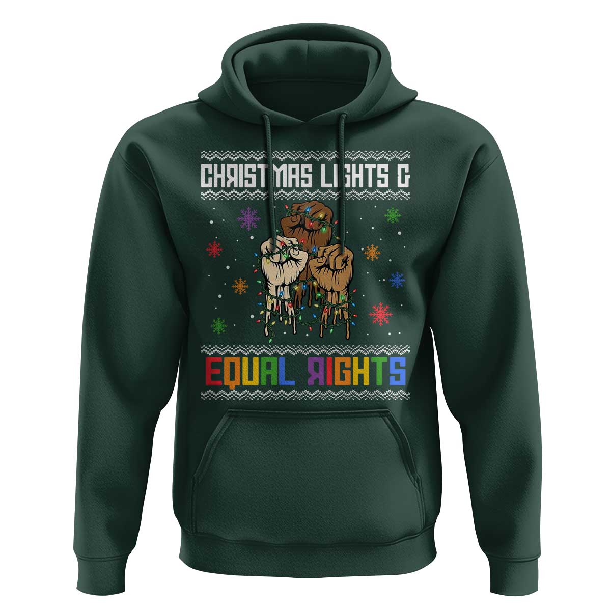 Christmas Lights And Equal Rights Ugly Sweater Hoodie Xmas Activism Gift - Wonder Print Shop
