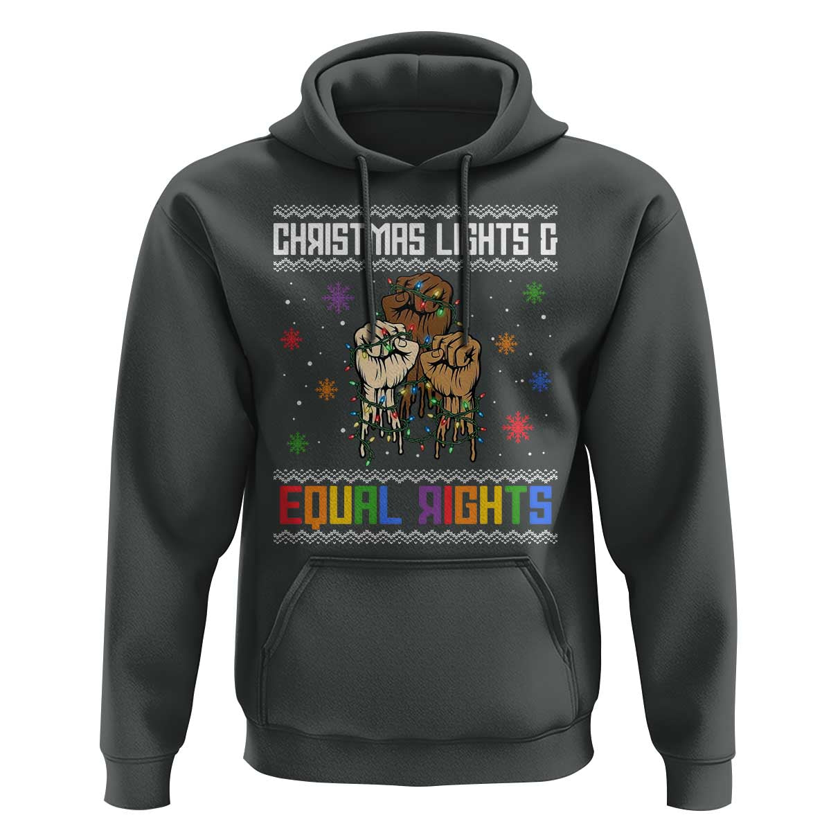 Christmas Lights And Equal Rights Ugly Sweater Hoodie Xmas Activism Gift - Wonder Print Shop