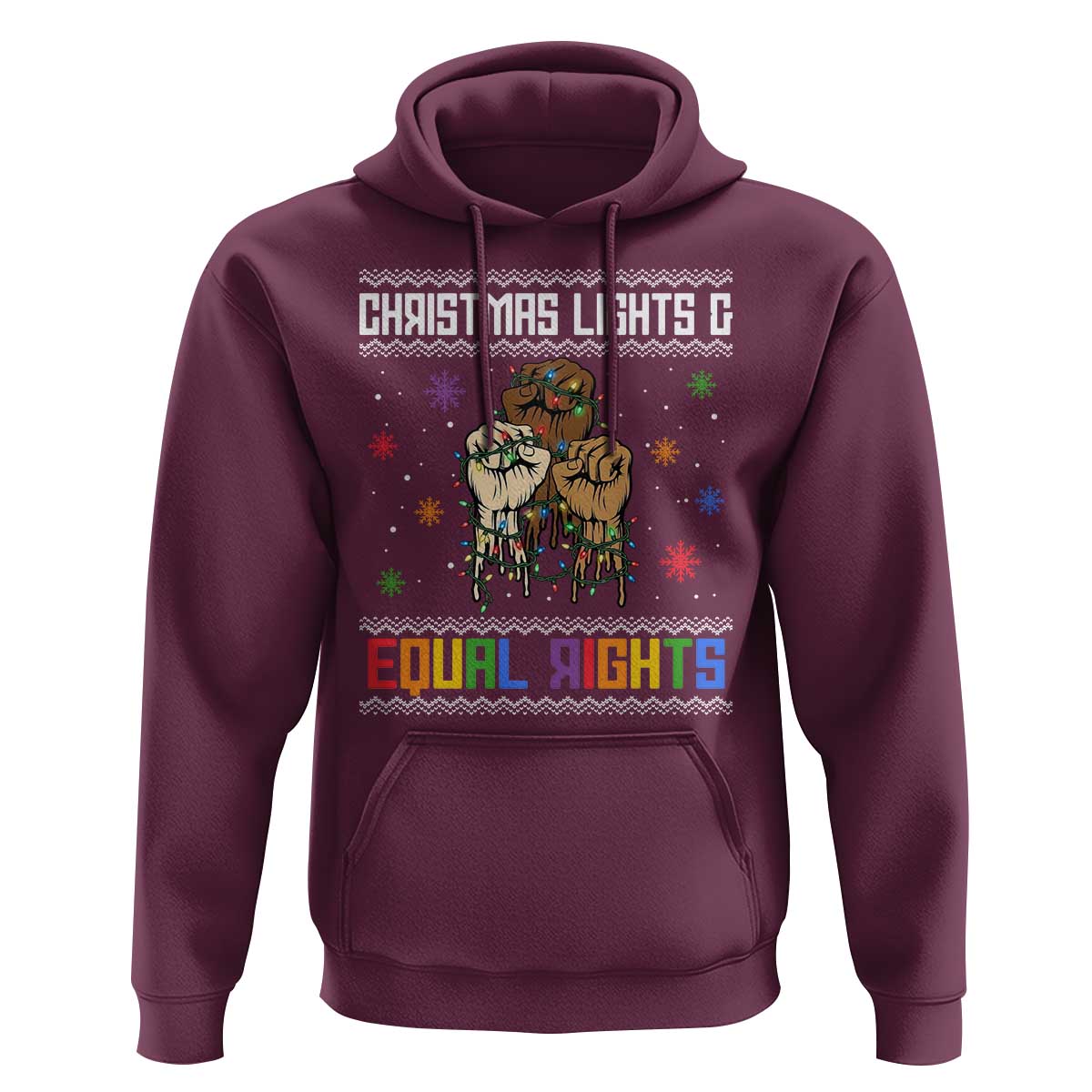 Christmas Lights And Equal Rights Ugly Sweater Hoodie Xmas Activism Gift - Wonder Print Shop