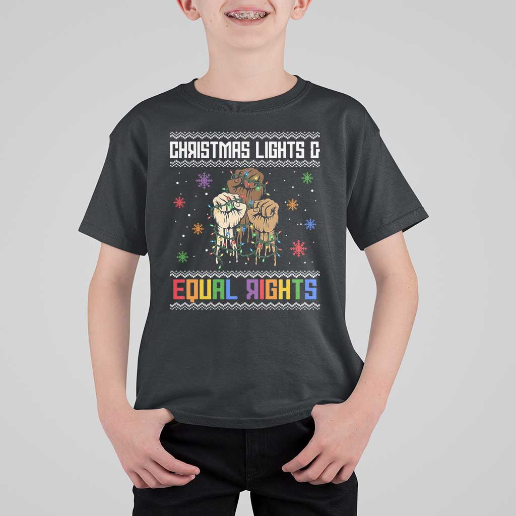 Christmas Lights And Equal Rights Ugly Sweater T Shirt For Kid Xmas Activism Gift - Wonder Print Shop
