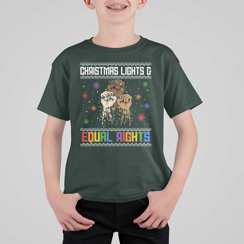 Christmas Lights And Equal Rights Ugly Sweater T Shirt For Kid Xmas Activism Gift - Wonder Print Shop