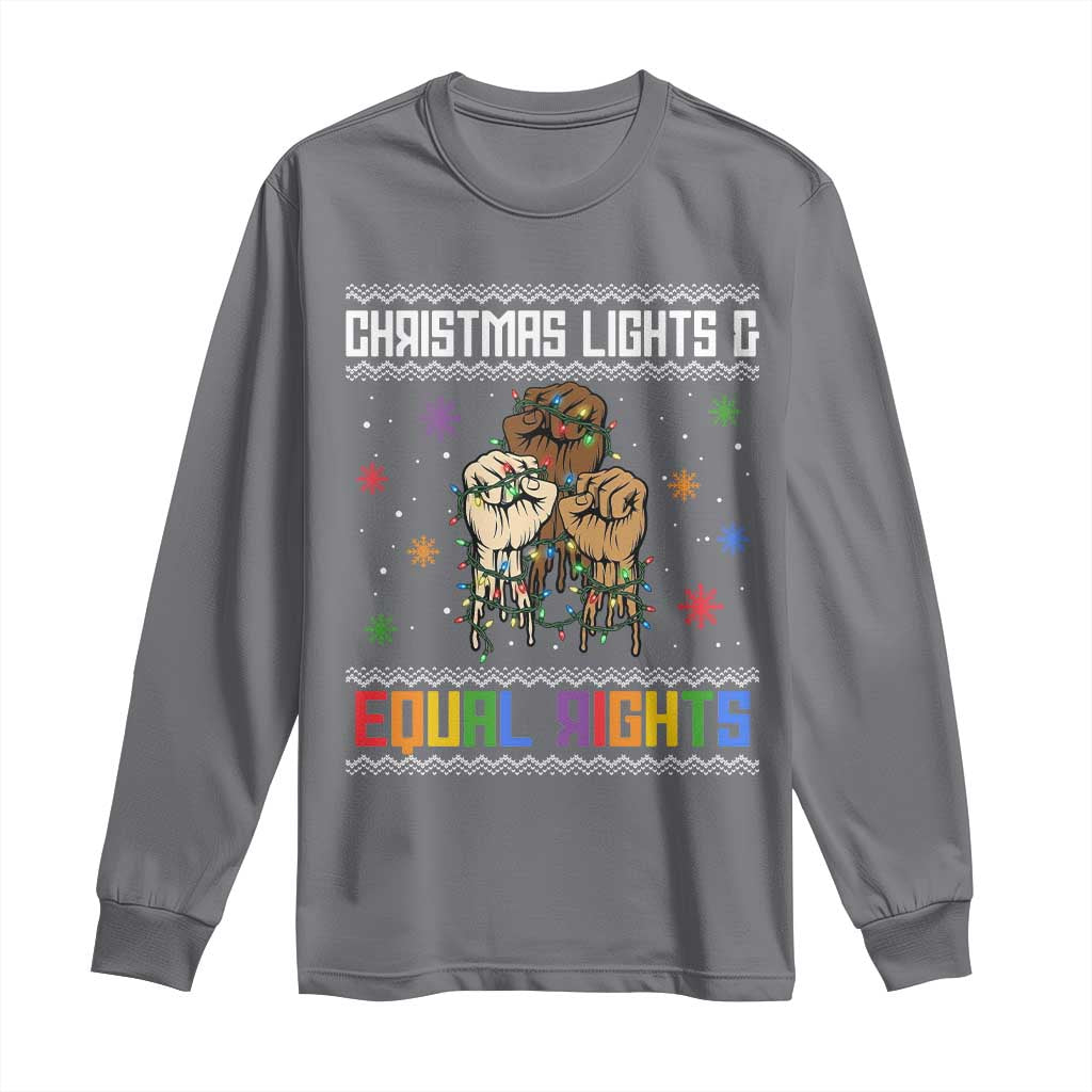 Christmas Lights And Equal Rights Ugly Sweater Long Sleeve Shirt Xmas Activism Gift - Wonder Print Shop