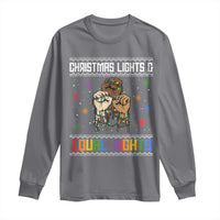 Christmas Lights And Equal Rights Ugly Sweater Long Sleeve Shirt Xmas Activism Gift - Wonder Print Shop