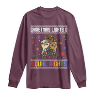 Christmas Lights And Equal Rights Ugly Sweater Long Sleeve Shirt Xmas Activism Gift - Wonder Print Shop