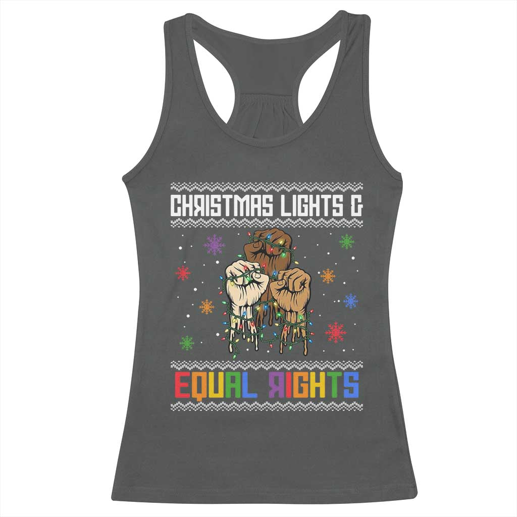 Christmas Lights And Equal Rights Ugly Sweater Racerback Tank Top Xmas Activism Gift - Wonder Print Shop