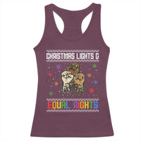 Christmas Lights And Equal Rights Ugly Sweater Racerback Tank Top Xmas Activism Gift - Wonder Print Shop