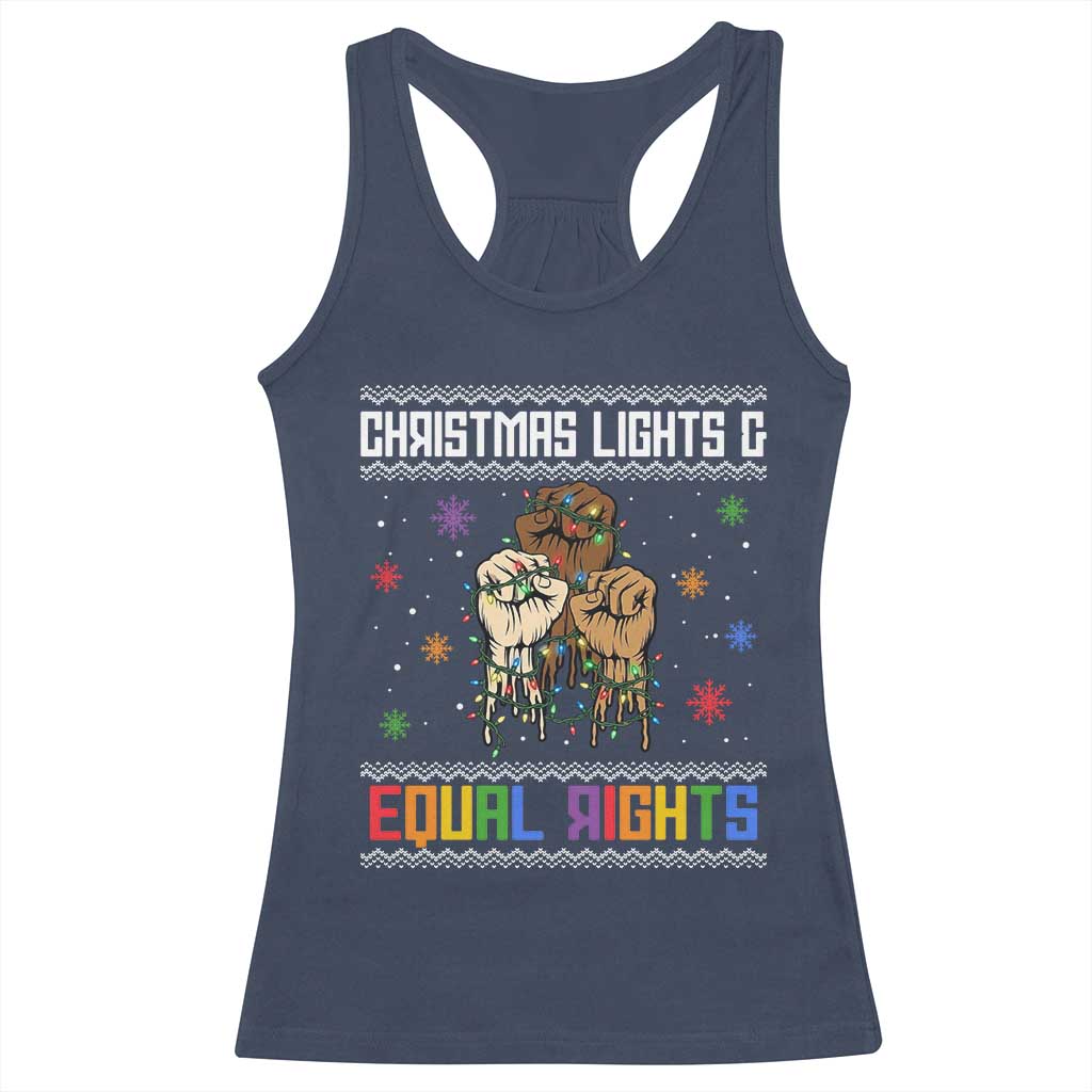 Christmas Lights And Equal Rights Ugly Sweater Racerback Tank Top Xmas Activism Gift - Wonder Print Shop