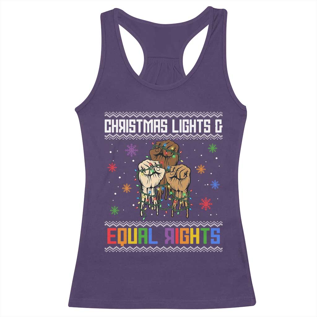 Christmas Lights And Equal Rights Ugly Sweater Racerback Tank Top Xmas Activism Gift - Wonder Print Shop