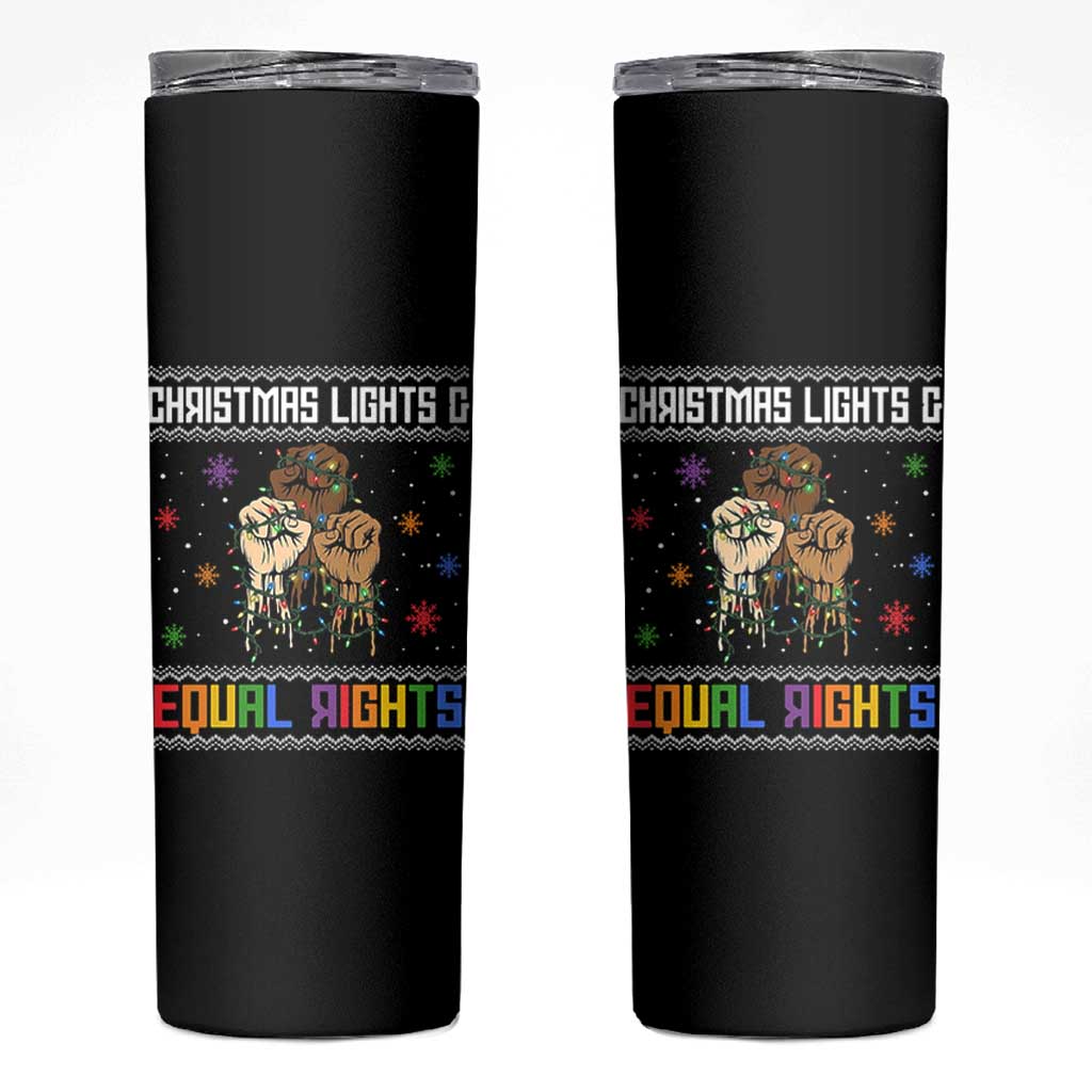Christmas Lights And Equal Rights Ugly Sweater Skinny Tumbler Xmas Activism Gift - Wonder Print Shop