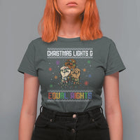 Christmas Lights And Equal Rights Ugly Sweater T Shirt For Women Xmas Activism Gift - Wonder Print Shop