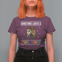 Christmas Lights And Equal Rights Ugly Sweater T Shirt For Women Xmas Activism Gift - Wonder Print Shop