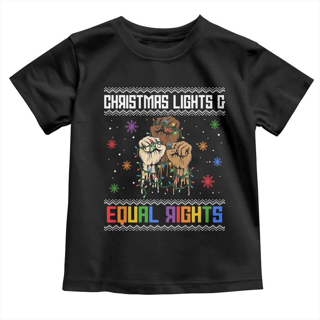 Christmas Lights And Equal Rights Ugly Sweater Toddler T Shirt Xmas Activism Gift - Wonder Print Shop