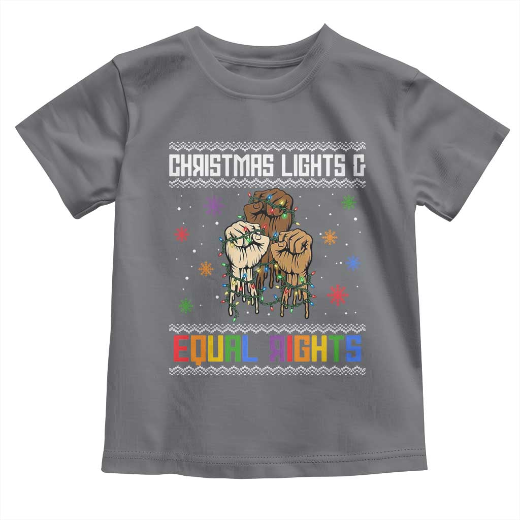 Christmas Lights And Equal Rights Ugly Sweater Toddler T Shirt Xmas Activism Gift - Wonder Print Shop