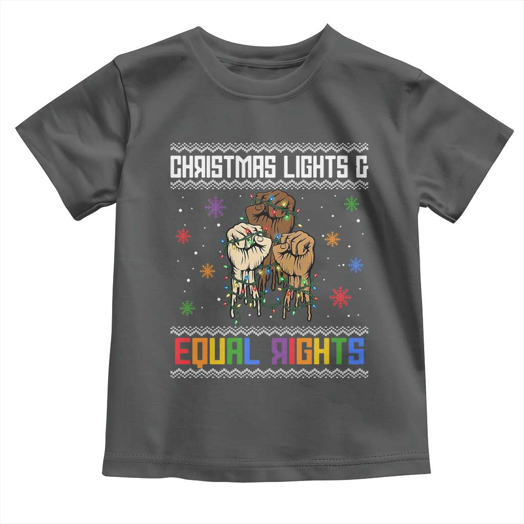 Christmas Lights And Equal Rights Ugly Sweater Toddler T Shirt Xmas Activism Gift - Wonder Print Shop