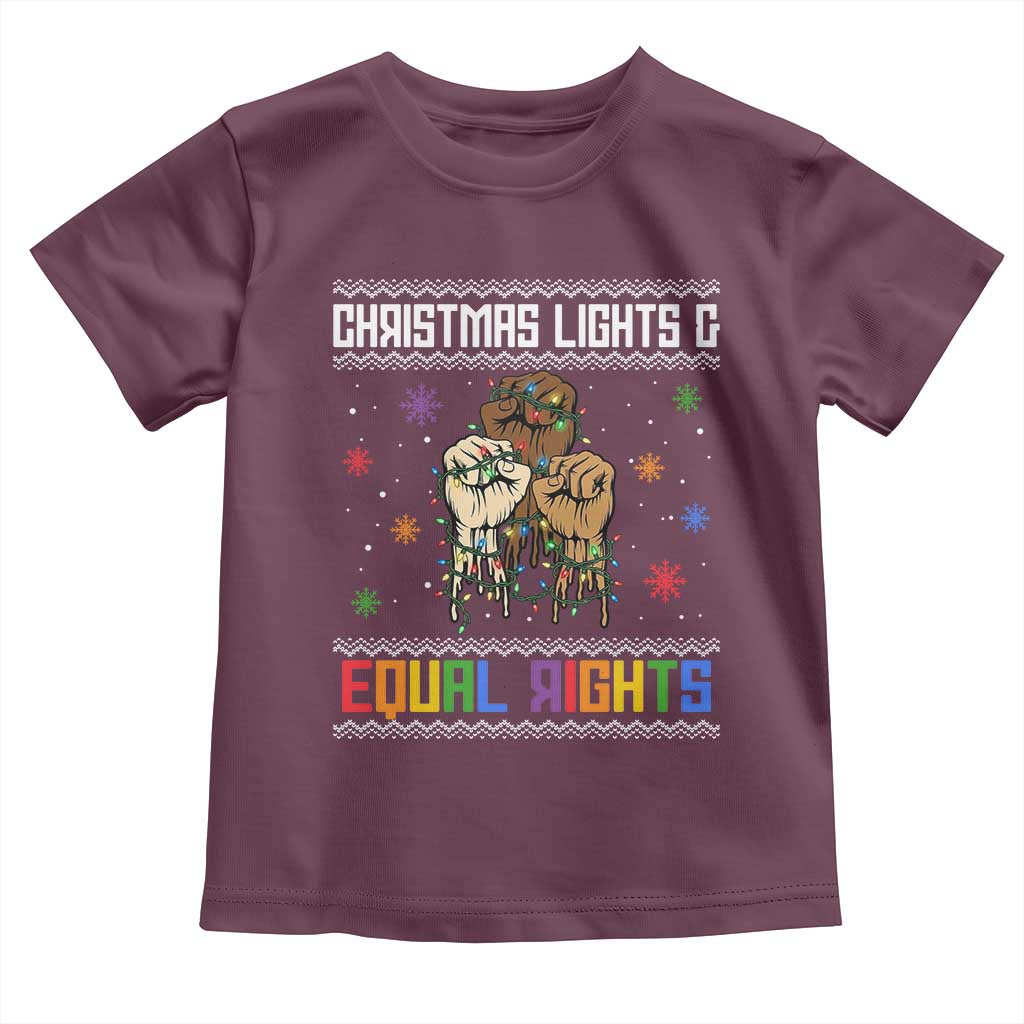 Christmas Lights And Equal Rights Ugly Sweater Toddler T Shirt Xmas Activism Gift - Wonder Print Shop