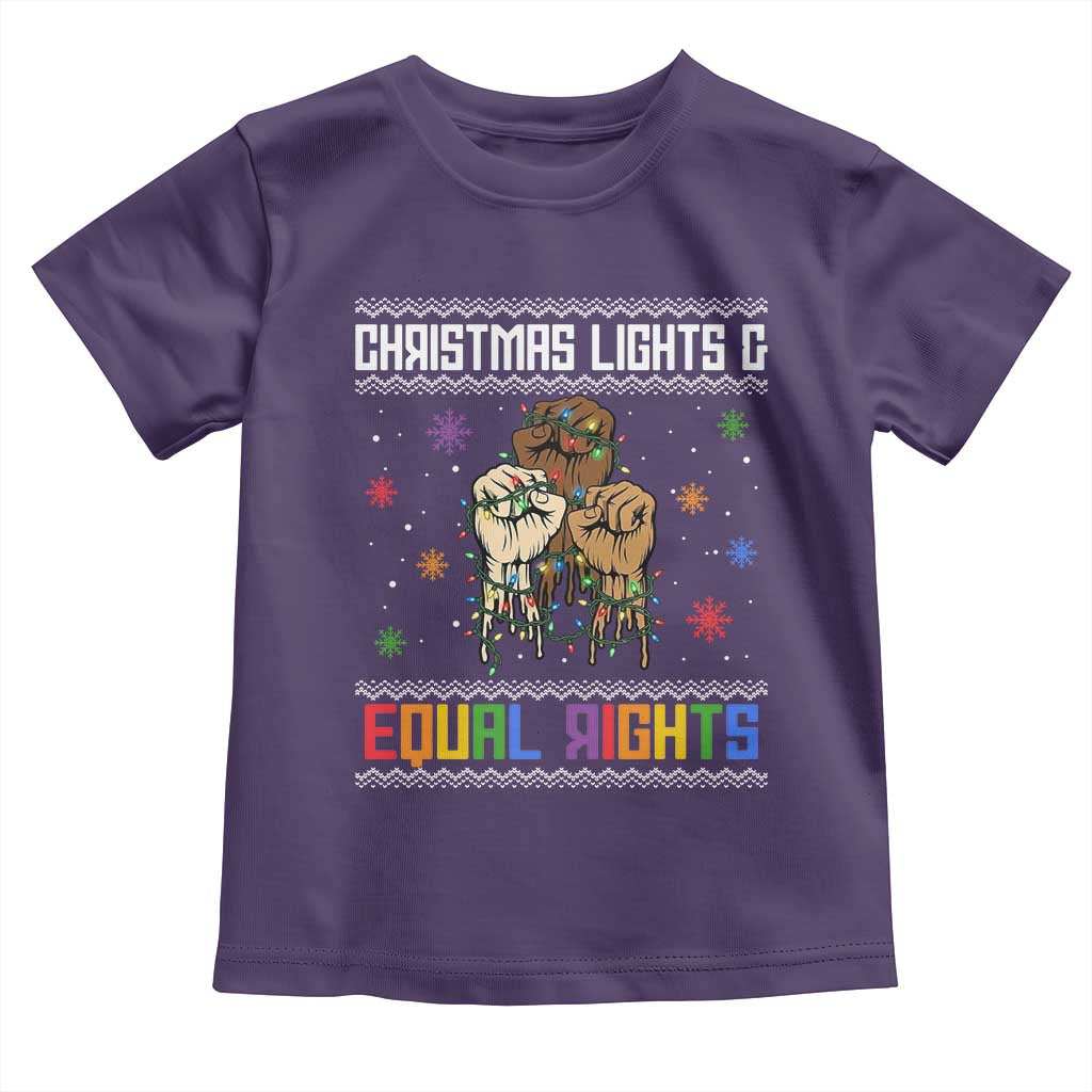 Christmas Lights And Equal Rights Ugly Sweater Toddler T Shirt Xmas Activism Gift - Wonder Print Shop