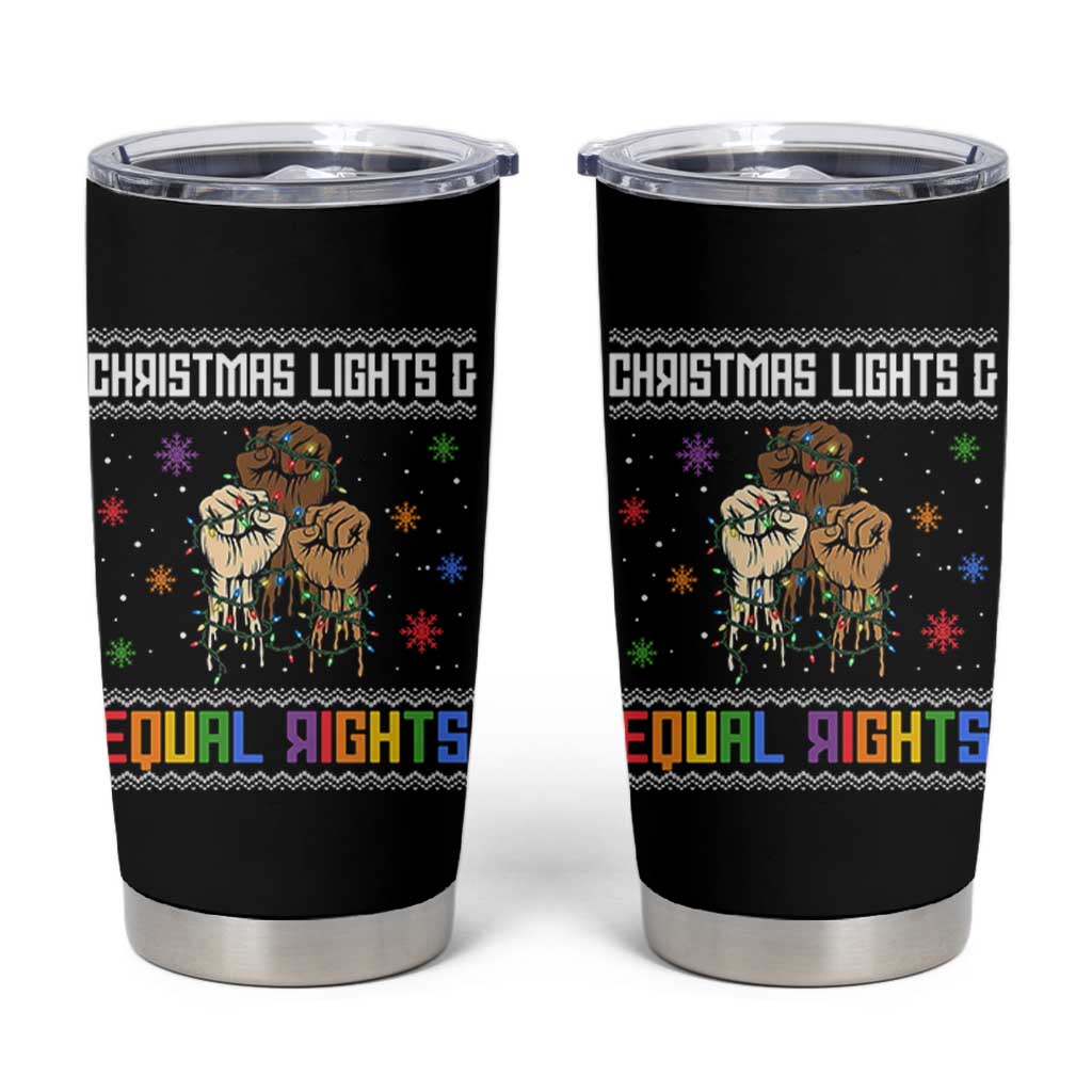 Christmas Lights And Equal Rights Ugly Sweater Tumbler Cup Xmas Activism Gift - Wonder Print Shop