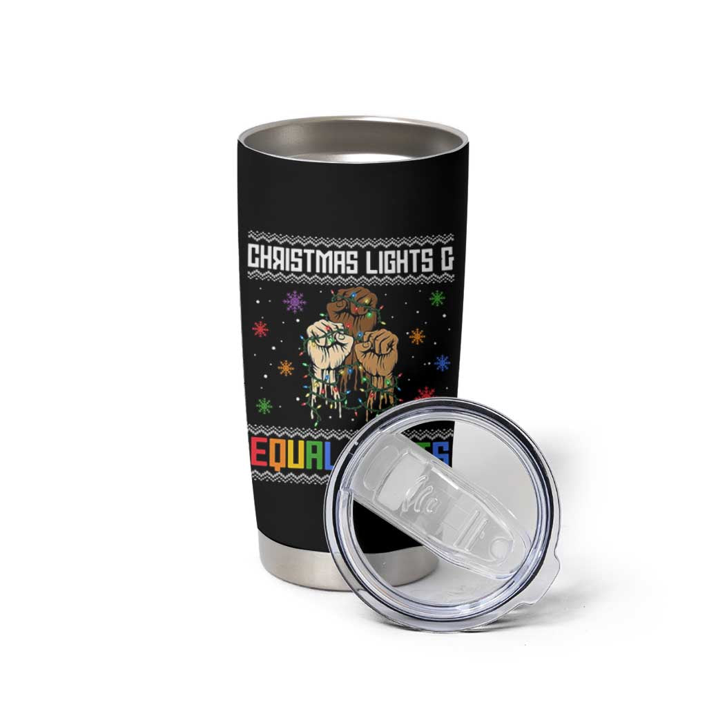 Christmas Lights And Equal Rights Ugly Sweater Tumbler Cup Xmas Activism Gift - Wonder Print Shop