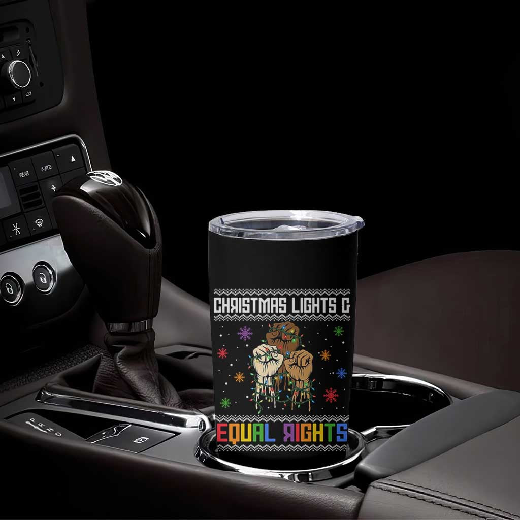 Christmas Lights And Equal Rights Ugly Sweater Tumbler Cup Xmas Activism Gift - Wonder Print Shop