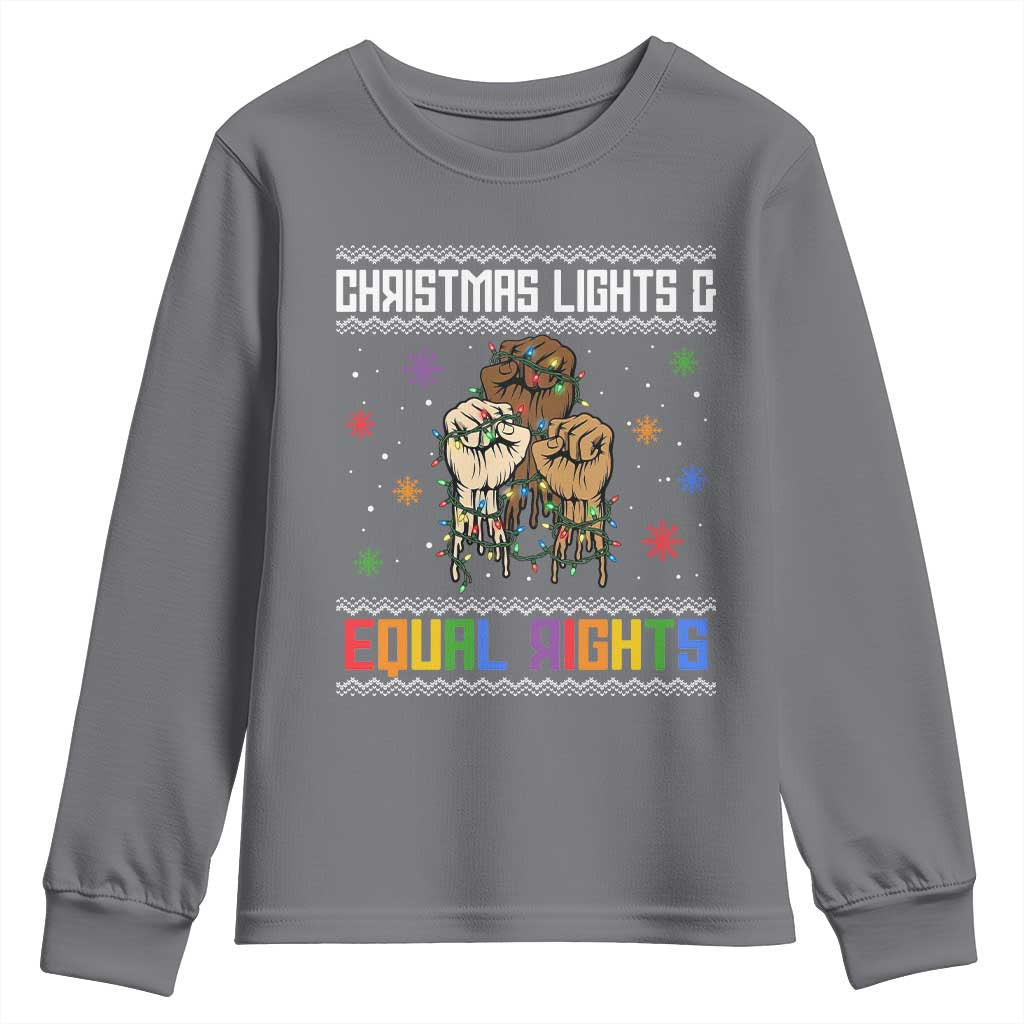 Christmas Lights And Equal Rights Ugly Sweater Youth Sweatshirt Xmas Activism Gift - Wonder Print Shop