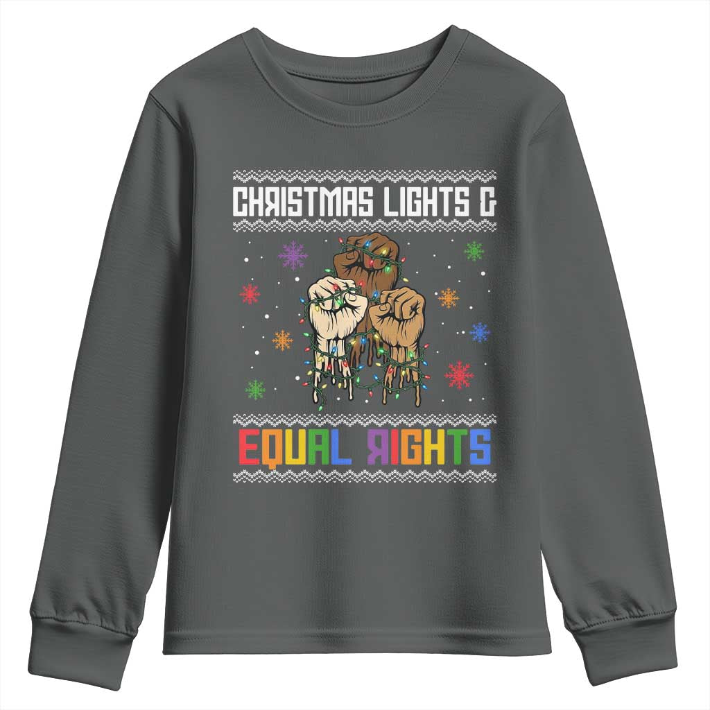 Christmas Lights And Equal Rights Ugly Sweater Youth Sweatshirt Xmas Activism Gift - Wonder Print Shop