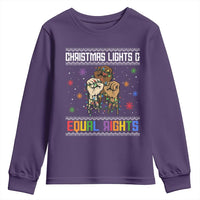 Christmas Lights And Equal Rights Ugly Sweater Youth Sweatshirt Xmas Activism Gift - Wonder Print Shop