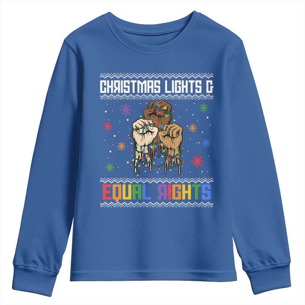 Christmas Lights And Equal Rights Ugly Sweater Youth Sweatshirt Xmas Activism Gift - Wonder Print Shop