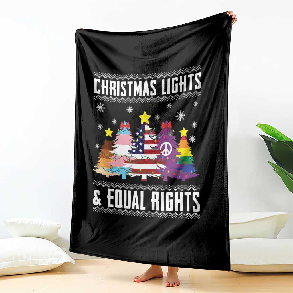 Xmas Lights Equal Rights Ugly Sweater Activism Gift Throw Blanket - Wonder Print Shop