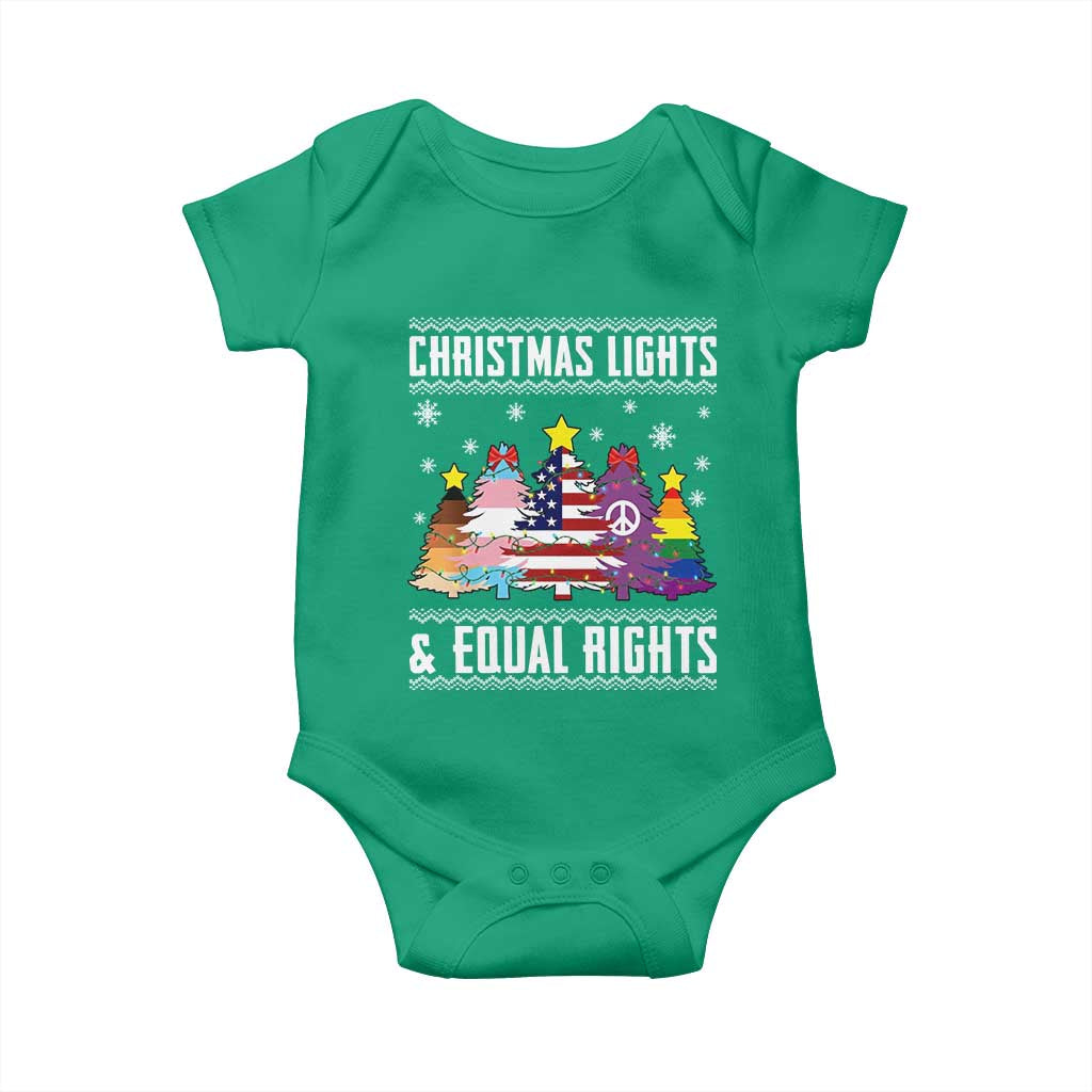 Xmas Lights Equal Rights Ugly Sweater Activism Gift Baby Onesie - Wonder Print Shop