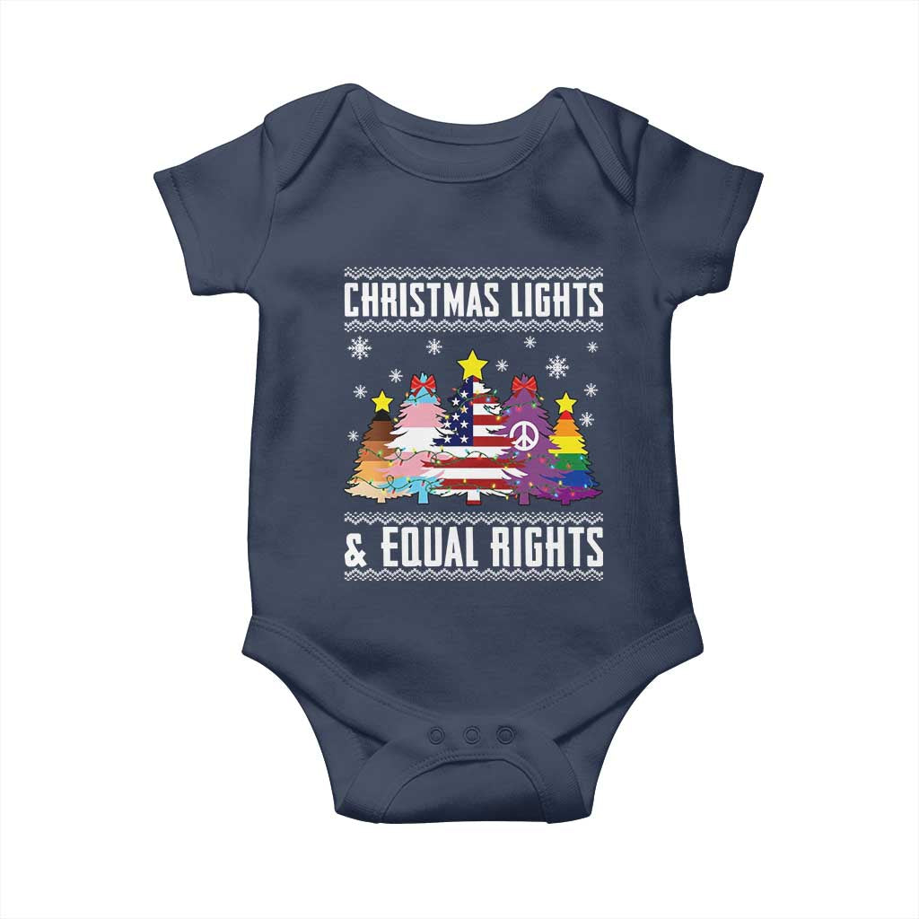 Xmas Lights Equal Rights Ugly Sweater Activism Gift Baby Onesie - Wonder Print Shop