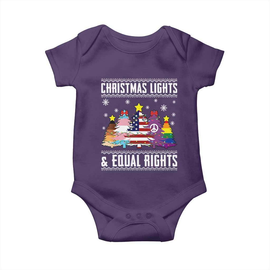 Xmas Lights Equal Rights Ugly Sweater Activism Gift Baby Onesie - Wonder Print Shop