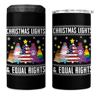 Xmas Lights Equal Rights Ugly Sweater Activism Gift 4 in 1 Can Cooler Tumbler - Wonder Print Shop