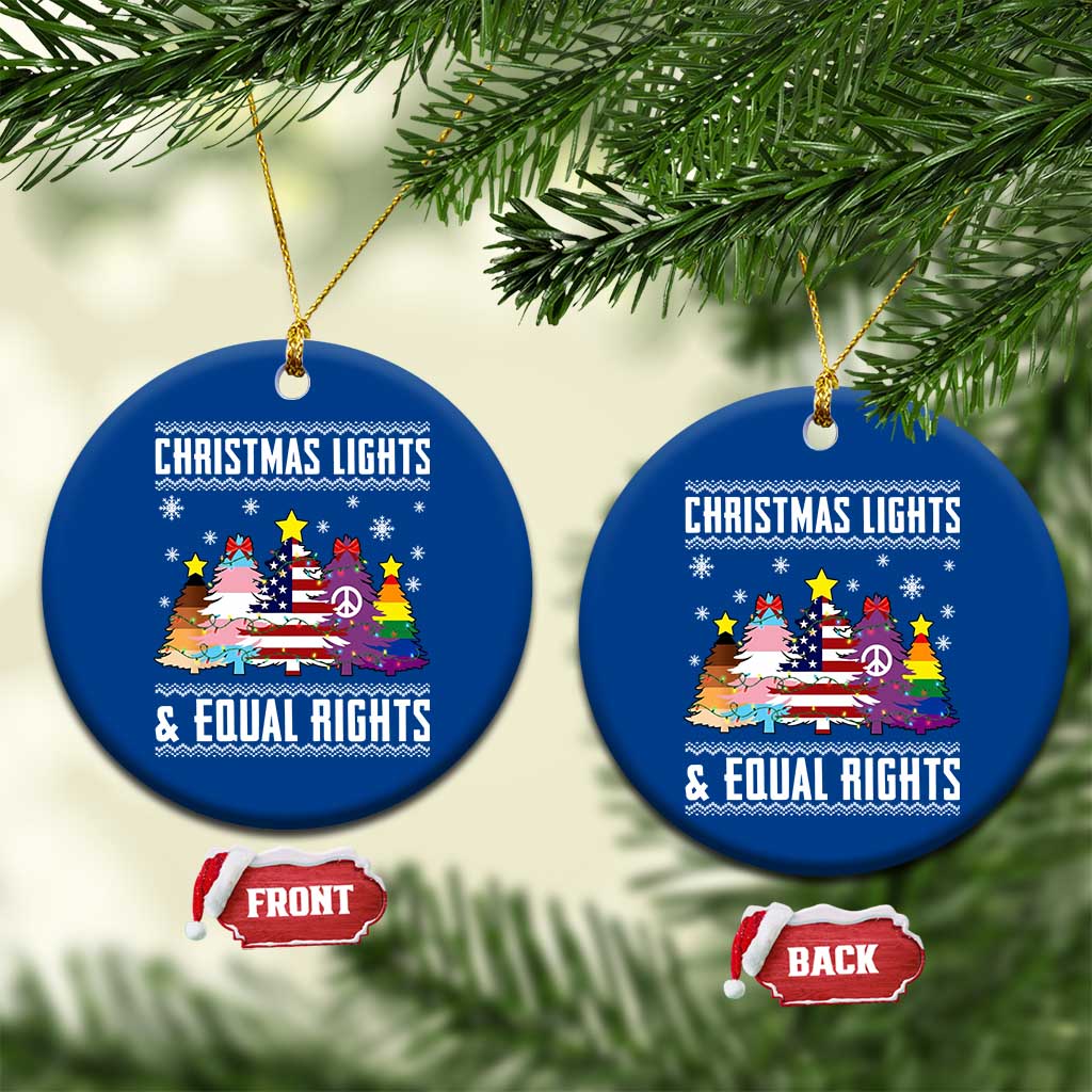 Xmas Lights Equal Rights Ugly Sweater Activism Gift Ceramic Ornament - Wonder Print Shop