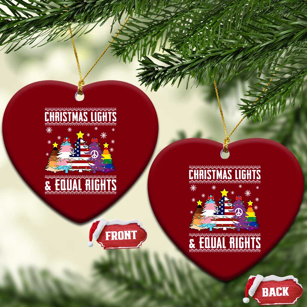 Xmas Lights Equal Rights Ugly Sweater Activism Gift Ceramic Ornament - Wonder Print Shop