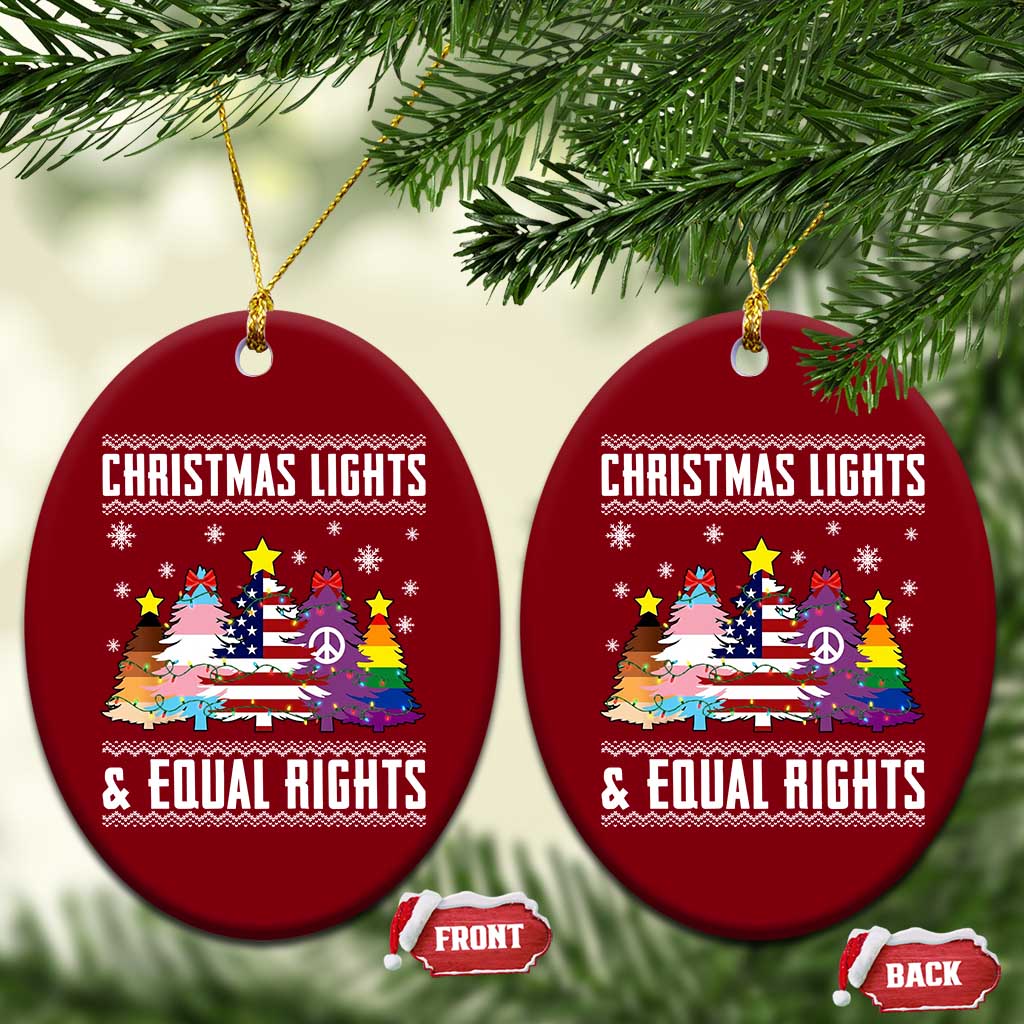 Xmas Lights Equal Rights Ugly Sweater Activism Gift Ceramic Ornament - Wonder Print Shop