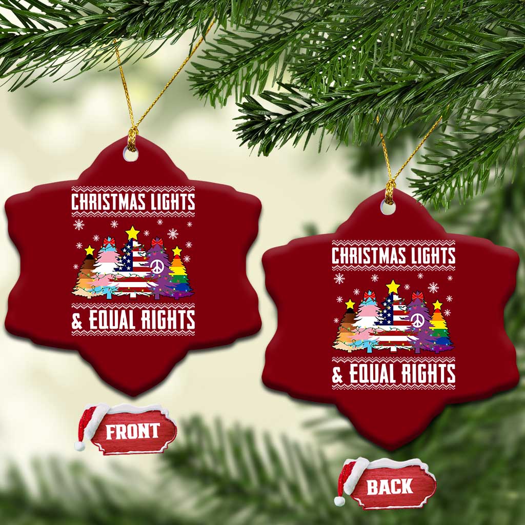Xmas Lights Equal Rights Ugly Sweater Activism Gift Ceramic Ornament - Wonder Print Shop