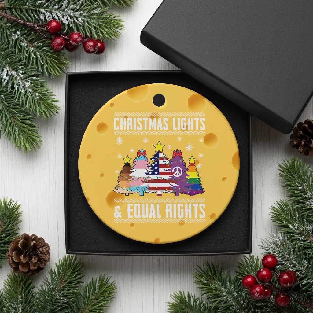 Xmas Lights Equal Rights Ugly Sweater Activism Gift Ceramic Ornament - Wonder Print Shop