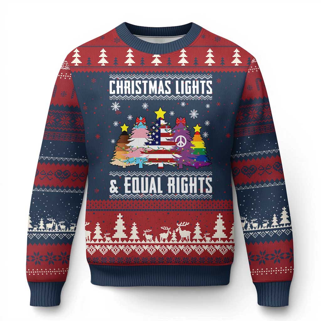 Xmas Lights Equal Rights Ugly Sweater Activism Gift Ugly Christmas Sweater - Wonder Print Shop