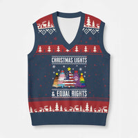 Xmas Lights Equal Rights Ugly Sweater Activism Gift V-Neck Knit Sweater Vest - Wonder Print Shop